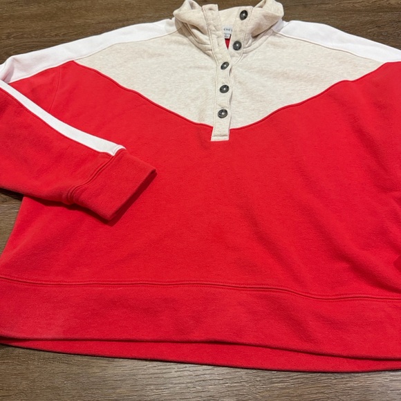 Evereve Mika Red White and Oatmeal Colorblock Pullover - Picture 3 of 8
